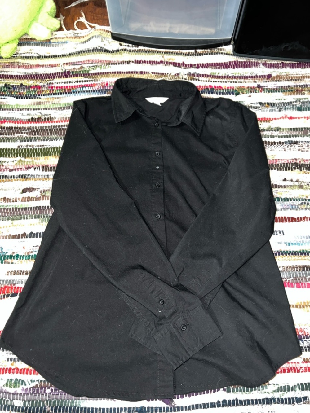Time and Tru Black Long-Sleeve Button-Up Shirt